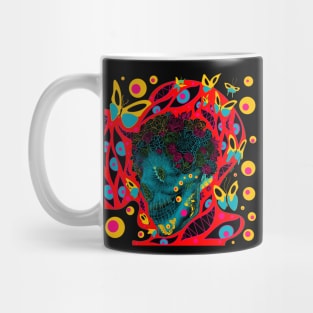 skeleton in floral crown of deadly arts ecopop Mug